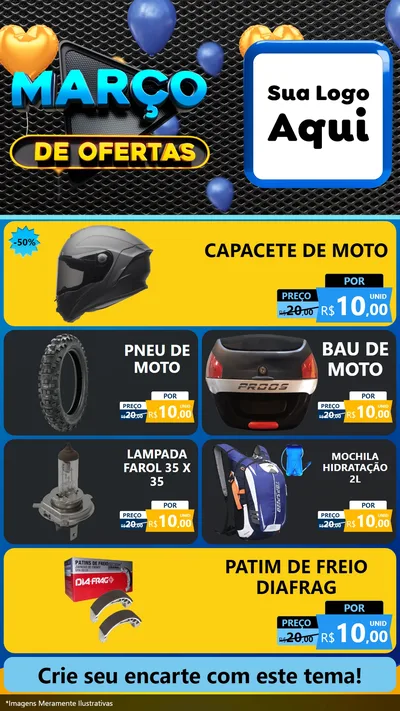 Modelo de TV para TV Vertical com o tema Março de Ofertas para Moto peças