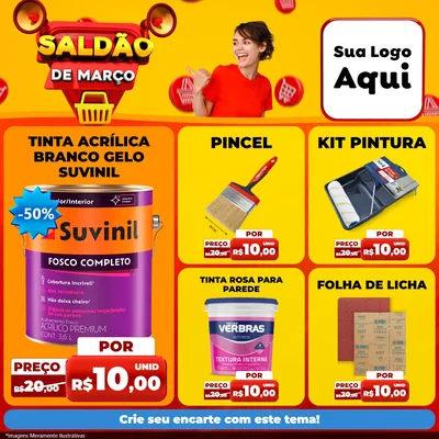 Modelo de Rede Social para Feed Facebook com o tema Saldão de Março para Tintas e Ferramentas