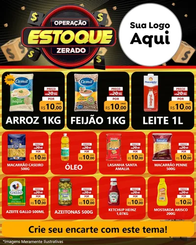 Modelo de Rede Social para Feed Instagram com o tema Operação Estoque Zerado para Supermercado