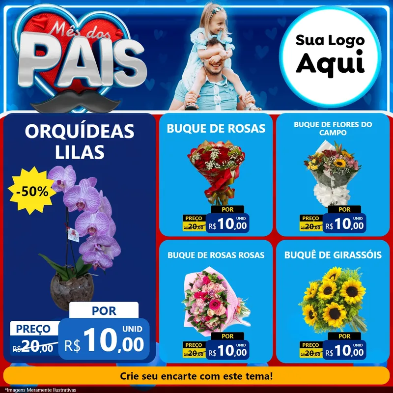 Modelo de Rede Social para Feed Facebook com o tema Mês Dos Pais para Floricultura e jardim