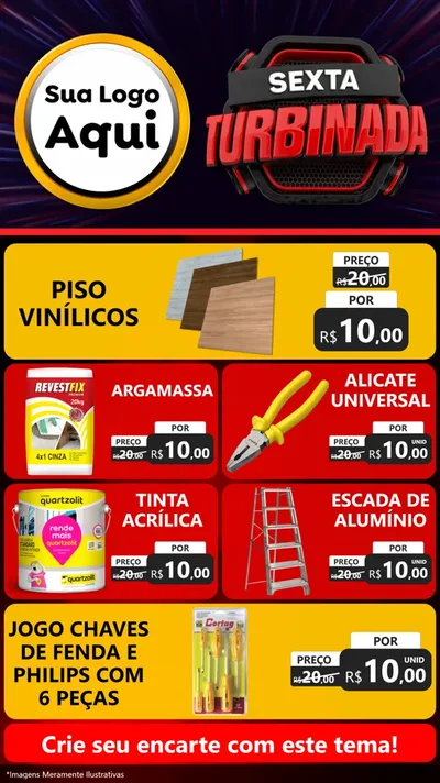 Modelo de TV para TV Vertical com o tema Sexta Turbinada para Material para Construção