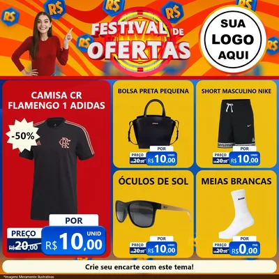 Modelo de Rede Social para Feed Facebook com o tema Festival de Ofertas para Roupas e acessórios