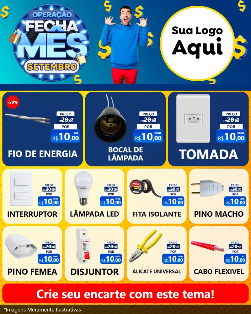 Modelo de Rede Social para Feed Instagram com o tema Operação Fecha Mês Setembro para Materiais Elétricos
