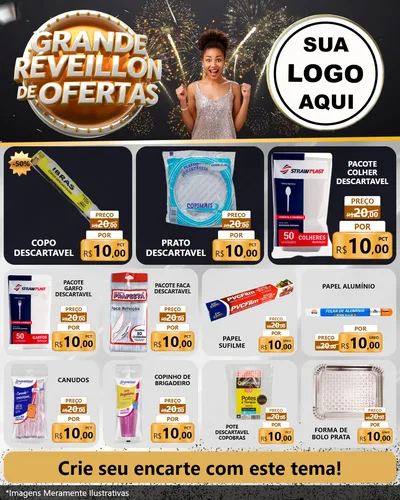 Modelo de Rede Social para Feed Instagram com o tema Grande Réveillon de Ofertas para Embalagens