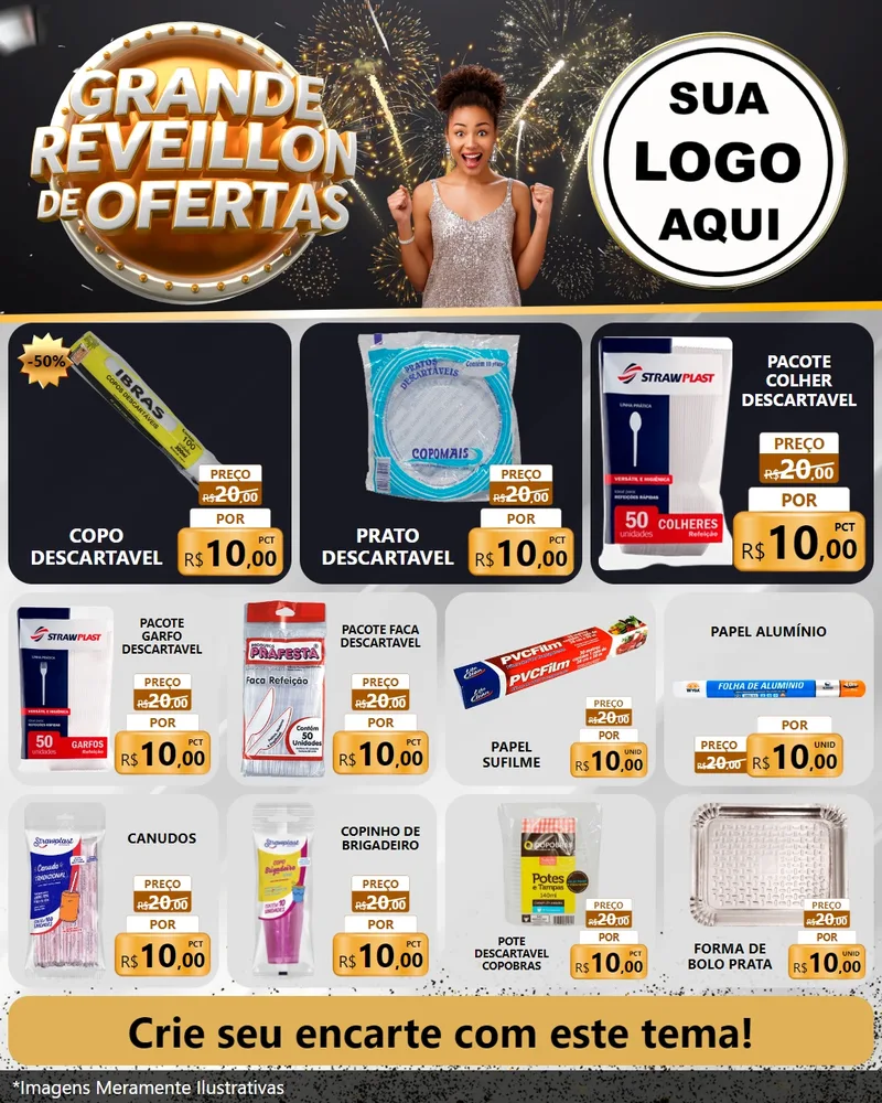 Modelo de Rede Social para Feed Instagram com o tema Grande Réveillon de Ofertas para Embalagens