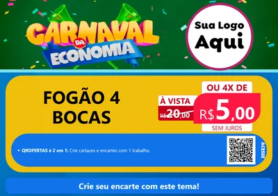 Modelo de Cartaz para Cartaz A4 Horizontal com o tema Carnaval da Economia para Móveis e Eletro