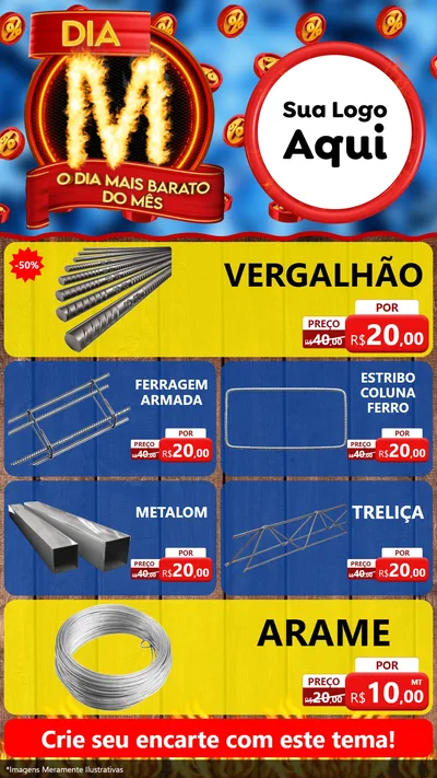 Modelo de TV para TV Vertical com o tema Dia M - O Dia Mais Barato Do Mês para Ferragens