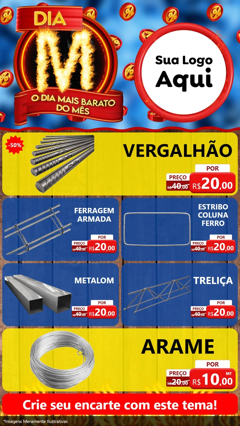 Modelo de TV para TV Vertical com o tema Dia M - O Dia Mais Barato Do Mês para Ferragens