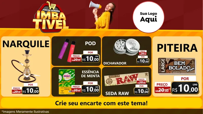 Modelo de TV para TV Horizontal com o tema Fim de Semana Imbatível para Tabacaria