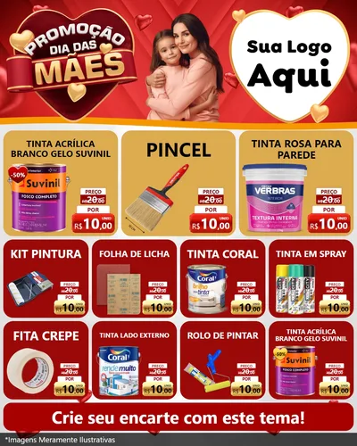 Modelo de Rede Social para Feed Instagram com o tema Promoção Dia das Mães para Tintas e Ferramentas