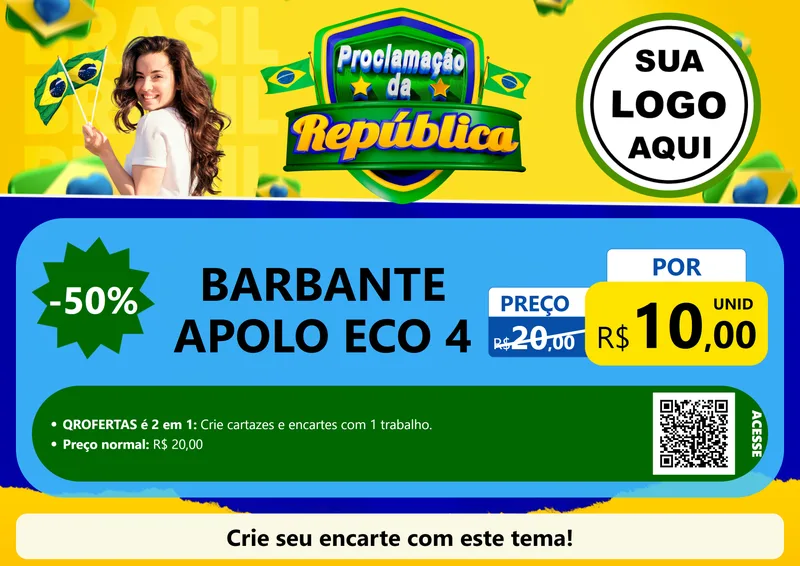 Modelo de Cartaz para Cartaz A4 Horizontal com o tema Proclamação da República para Armarinho e Aviamentos