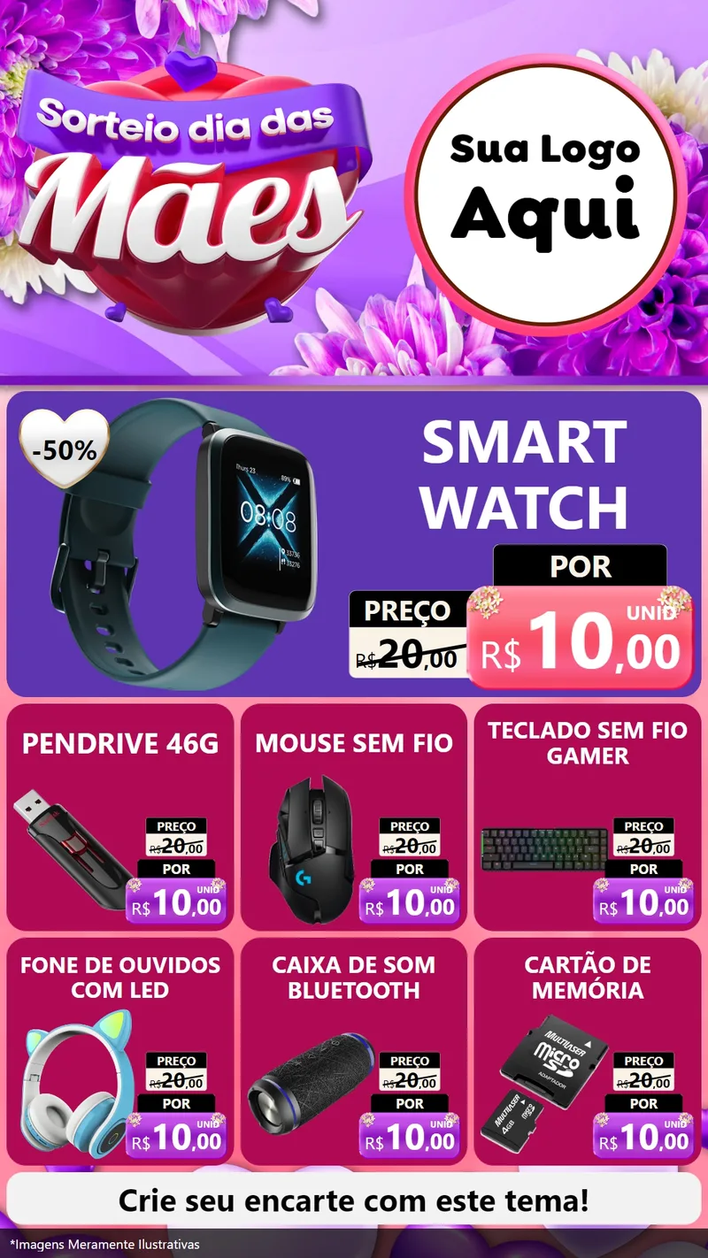 Modelo de Rede Social para Stories com o tema Sorteio Dia das Mães para Informática