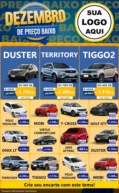 Modelo de Encarte para Encarte Grande com o tema Dezembro de Preço Baixo para Concessionaria de Carros