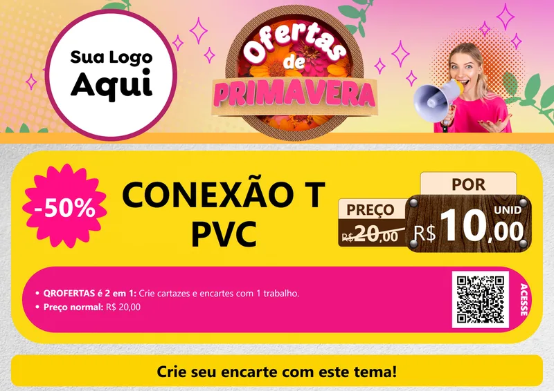 Modelo de Cartaz para Cartaz A4 Horizontal com o tema Ofertas de Primavera para Tubos e conexões