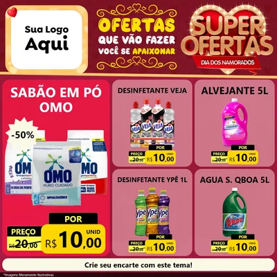 Modelo de Rede Social para Feed Facebook com o tema Dia dos Namorados para Produtos de Limpeza