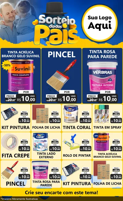 Modelo de Encarte para Encarte Grande com o tema Sorteio Dia Dos Pais para Tintas e Ferramentas