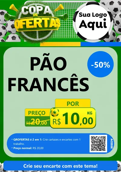 Modelo de Cartaz para Cartaz A4 Vertical com o tema Copa De Ofertas para Padaria