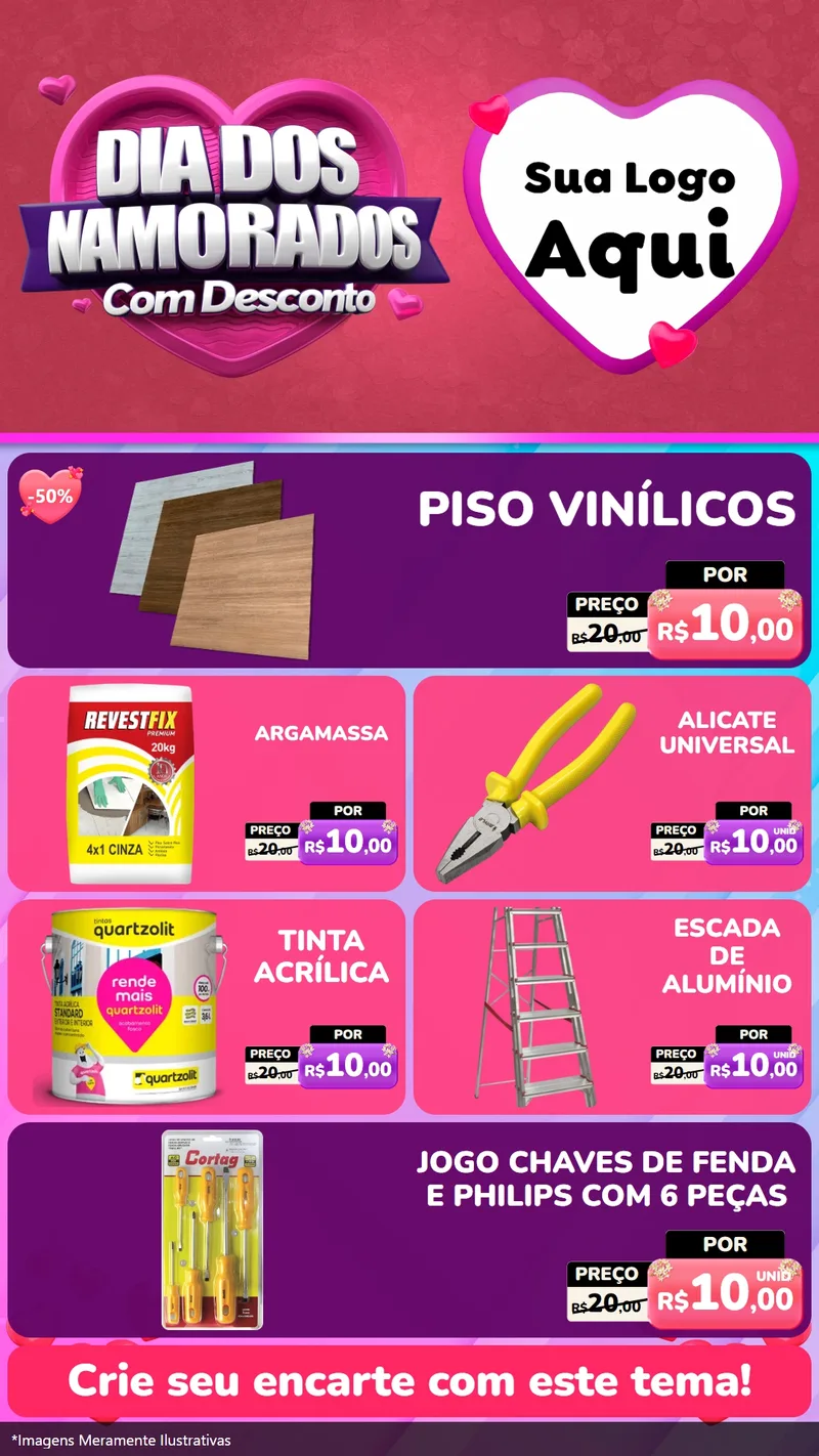 Modelo de TV para TV Vertical com o tema Dia Dos Namorados Com Desconto para Material para Construção
