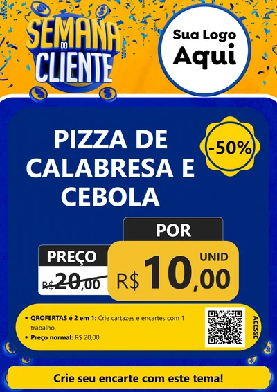 Modelo de Cartaz para Cartaz A4 Vertical com o tema Semana do Cliente para Pizzaria