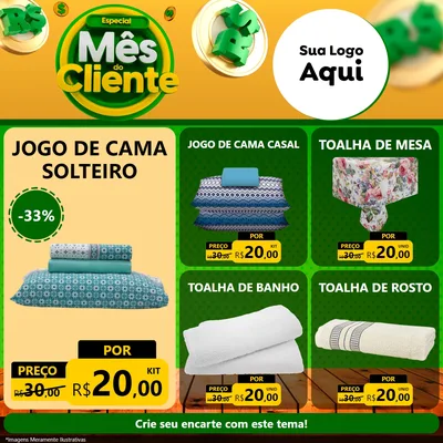 Modelo de Rede Social para Feed Facebook com o tema Especial Mês do Cliente para Cama, Mesa e Banho