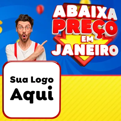 Modelo de Rede Social para Feed Facebook com o tema Abaixa Preço em Janeiro para Supermercado