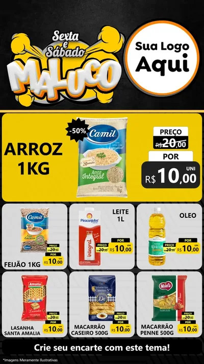 Modelo de Rede Social para Stories com o tema Sexta e Sábado Maluco para Supermercado
