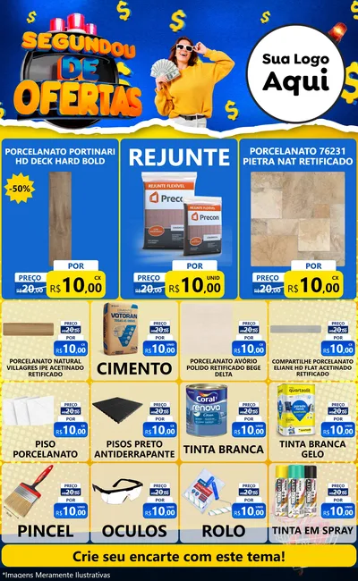Modelo de Encarte para Encarte Grande com o tema Segundou de Ofertas para Pisos e revestimentos
