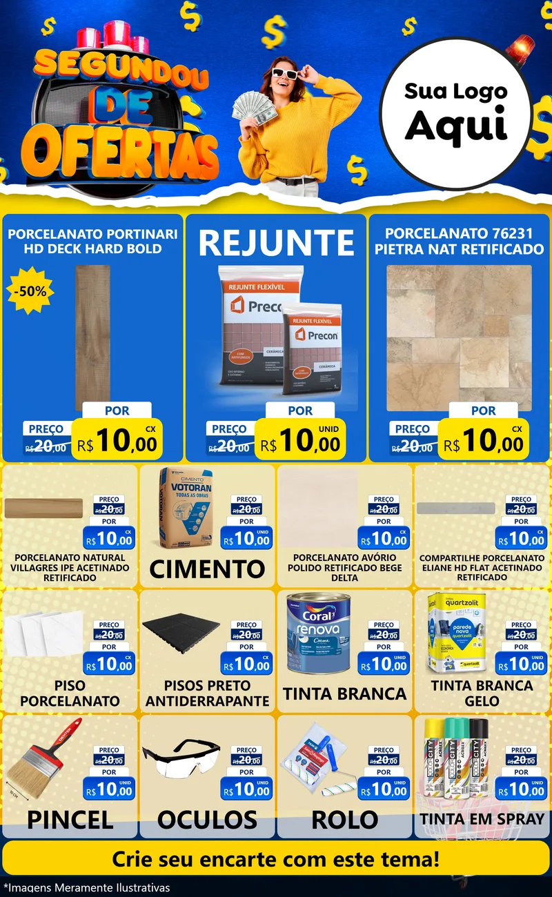 Modelo de Encarte para Encarte Grande com o tema Segundou de Ofertas para Pisos e revestimentos