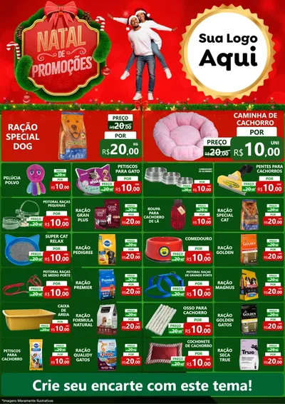 Modelo de Encarte para Encarte A4 Vertical com o tema Natal de Promoções para Pet Shop