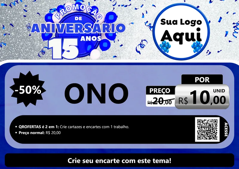 Modelo de Cartaz para Cartaz A4 Horizontal com o tema Promoção de Aniversário - 15 Anos para Óticas