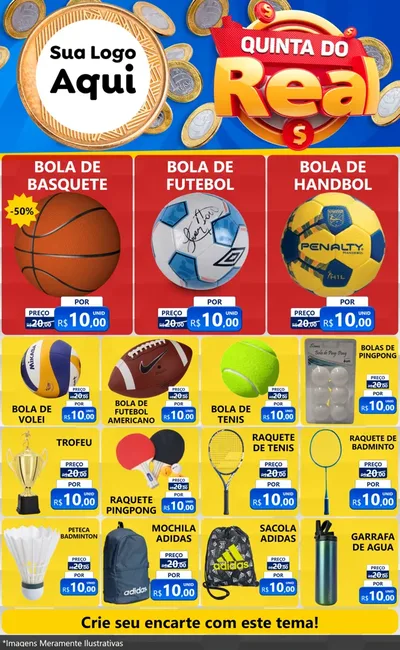 Modelo de Encarte para Encarte Grande com o tema Quinta do Real para Artigos Esportivos