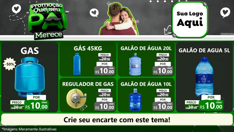 Modelo de TV para TV Horizontal com o tema Promoção Que seu Pai Merece para Água e gás
