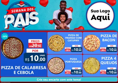 Modelo de Encarte para Encarte A4 Horizontal com o tema Semana Dos Pais para Pizzaria