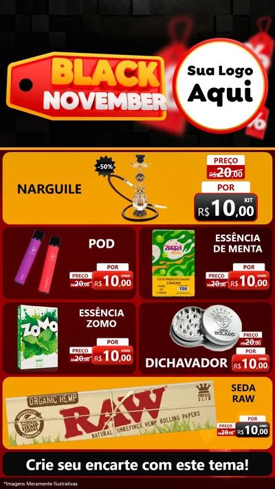 Modelo de TV para TV Vertical com o tema Black November para Tabacaria