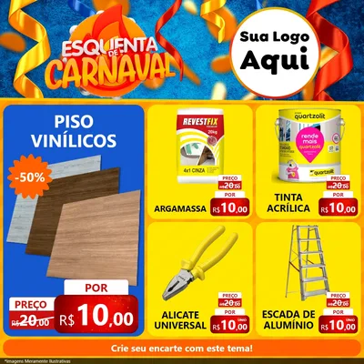 Modelo de Rede Social para Feed Facebook com o tema Esquenta de Carnaval para Material para Construção