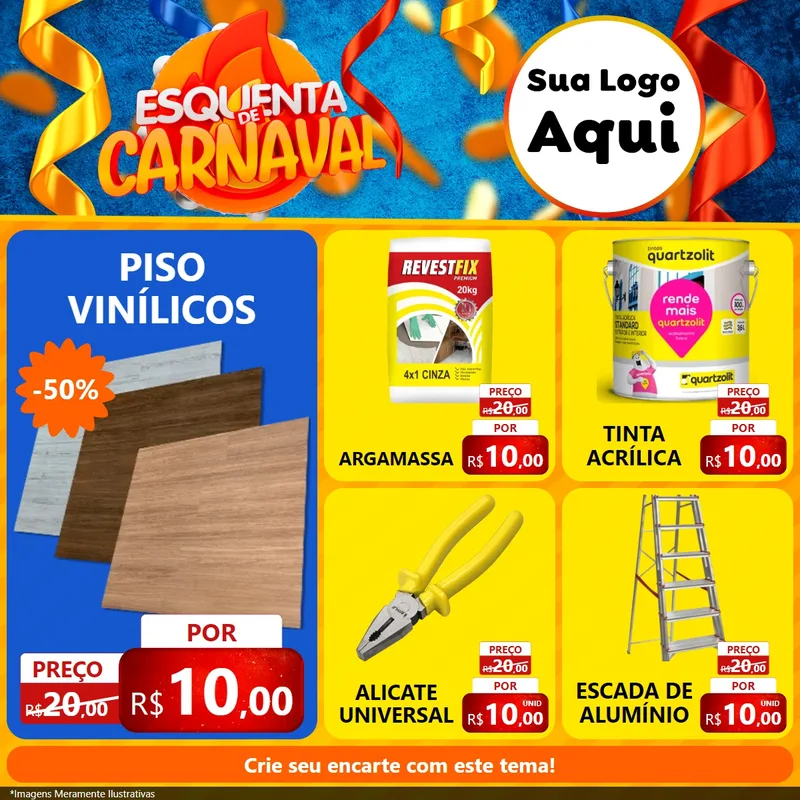 Modelo de Rede Social para Feed Facebook com o tema Esquenta de Carnaval para Material para Construção