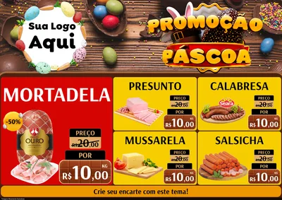 Modelo de Encarte para Encarte A4 Horizontal com o tema Promoção Páscoa para Frios e Laticínios
