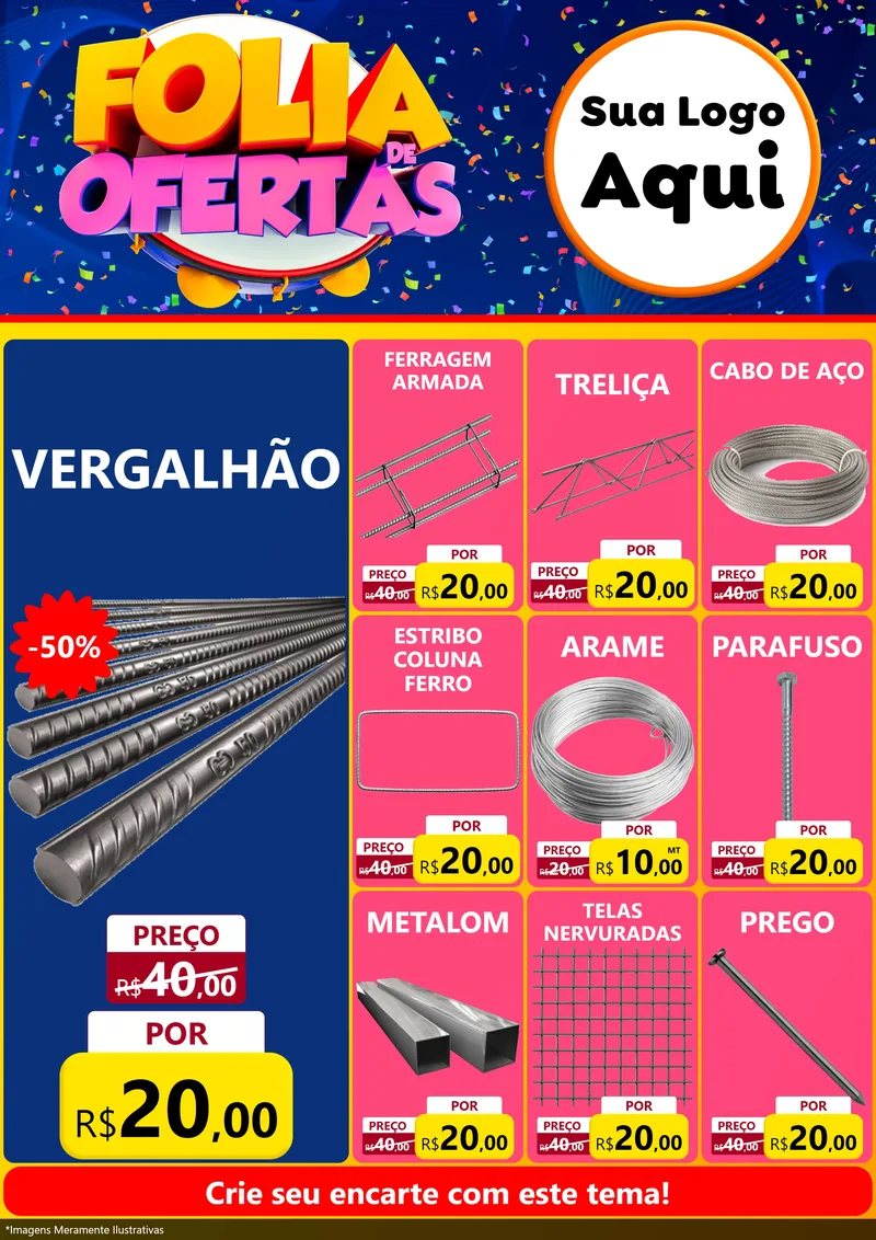 Modelo de Encarte para Encarte A4 Vertical com o tema Folia de Ofertas para Ferragens