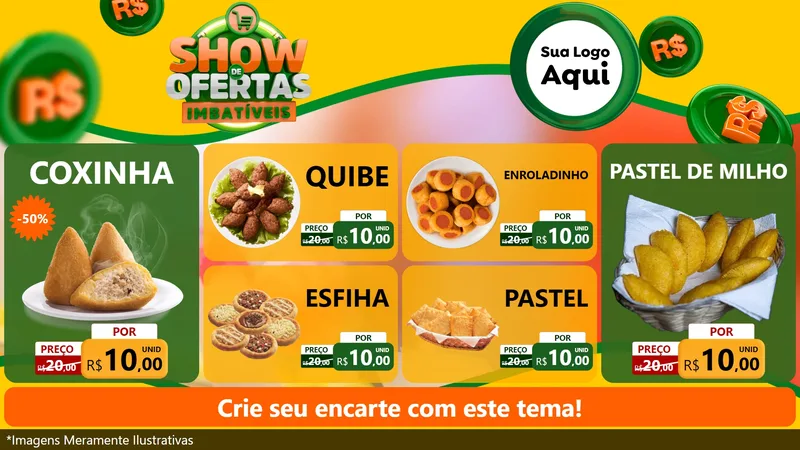 Modelo de TV para TV Horizontal com o tema Show de Ofertas Imbatíveis para Salgadaria