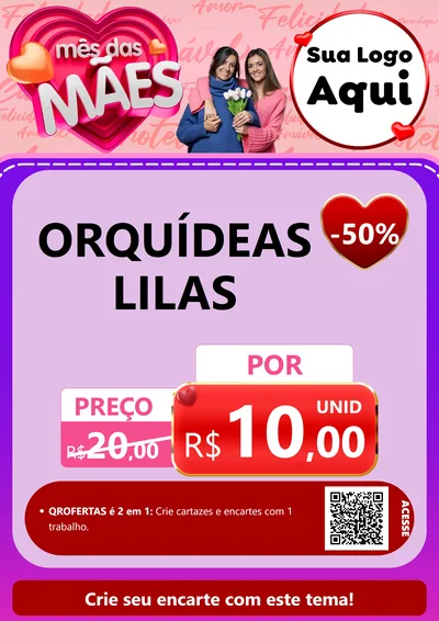 Modelo de Cartaz para Cartaz A4 Vertical com o tema Mês Das Mães para Floricultura e jardim