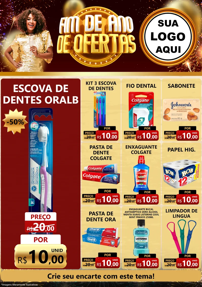 Modelo de Encarte para Encarte A4 Vertical com o tema Fim de Ano de Ofertas para Higiene Pessoal