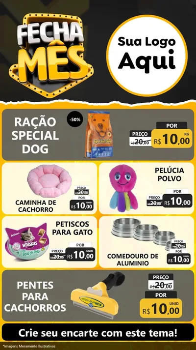 Modelo de TV para TV Vertical com o tema Fecha Mês para Pet Shop