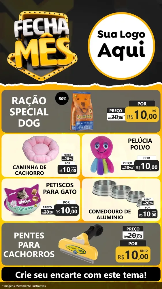 Modelo de TV para TV Vertical com o tema Fecha Mês para Pet Shop