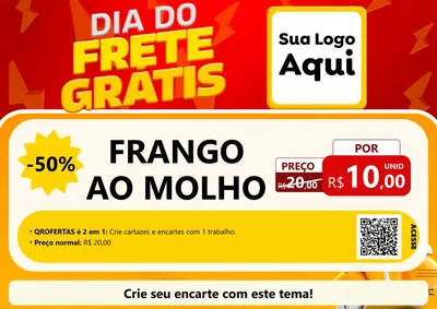 Modelo de Cartaz para Cartaz A4 Horizontal com o tema Dia do Frete Grátis para Restaurante