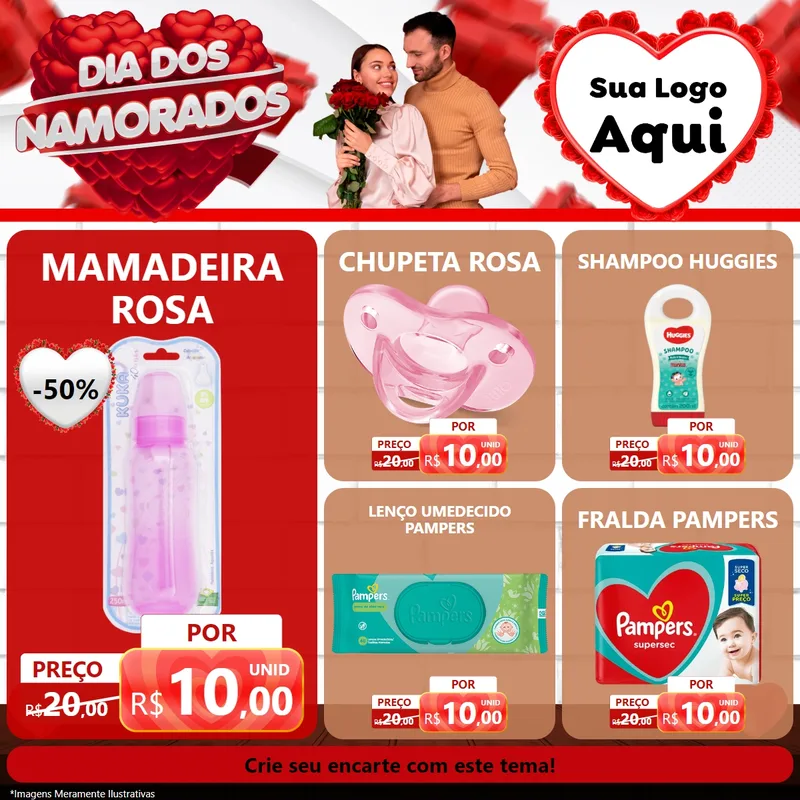 Modelo de Rede Social para Feed Facebook com o tema Dia dos Namorados para Bebês