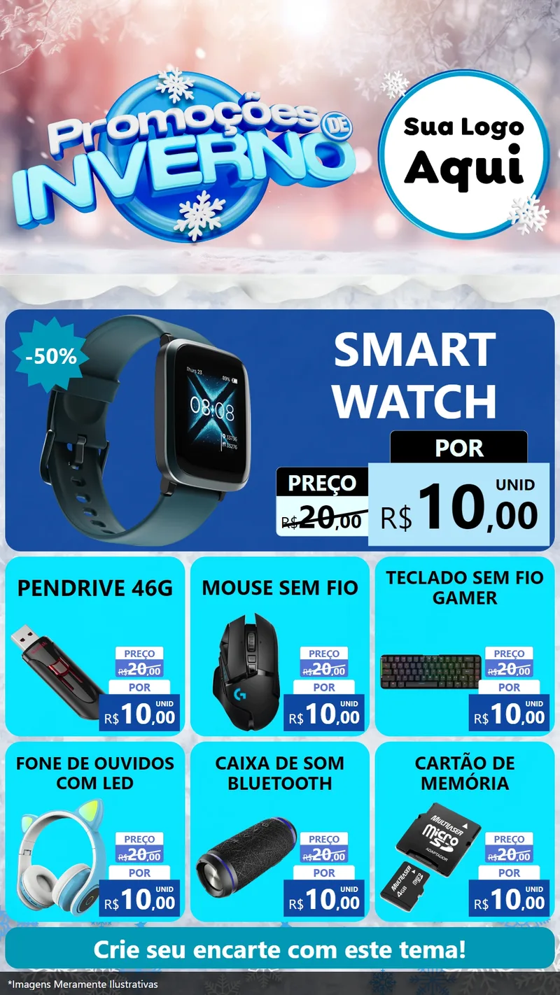 Modelo de Rede Social para Stories com o tema Promoções de Inverno para Informática