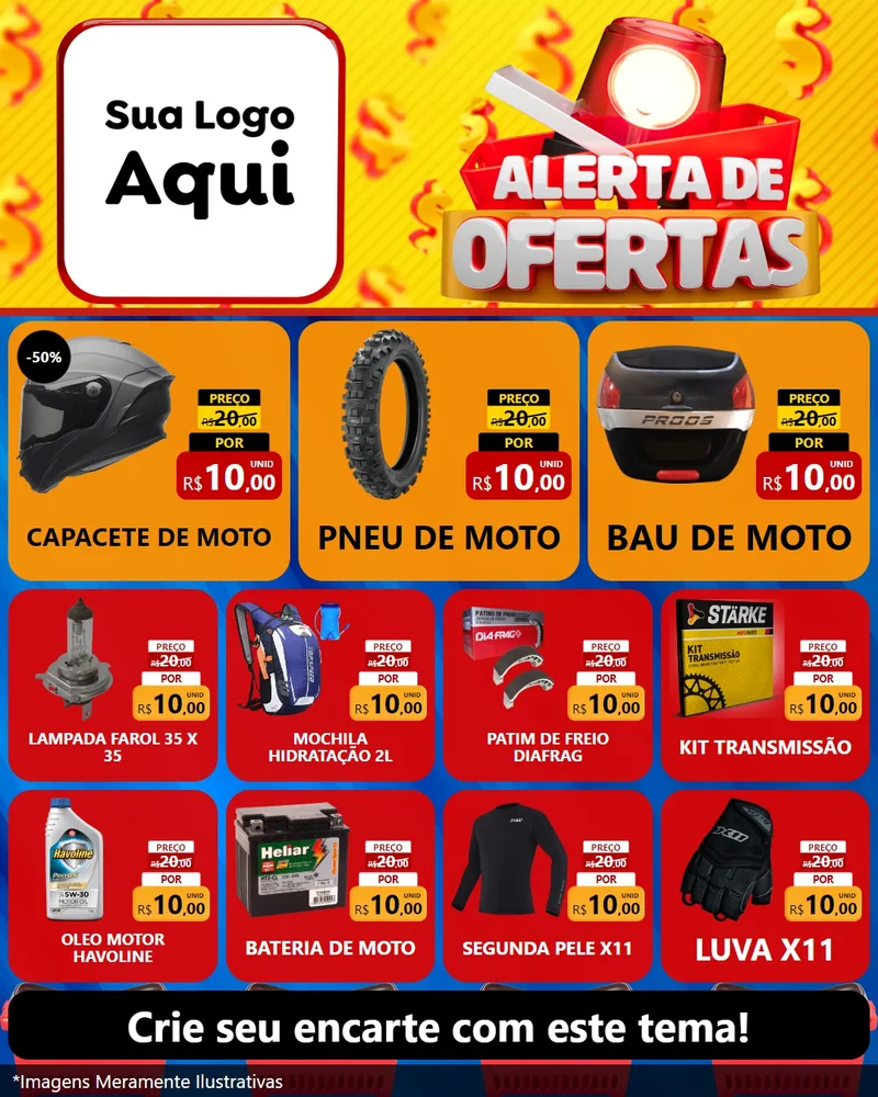 Modelo de Rede Social para Feed Instagram com o tema Alerta de Ofertas para Moto peças
