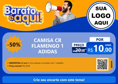 Modelo de Cartaz para Cartaz A4 Horizontal com o tema Barato é aqui para Roupas e acessórios