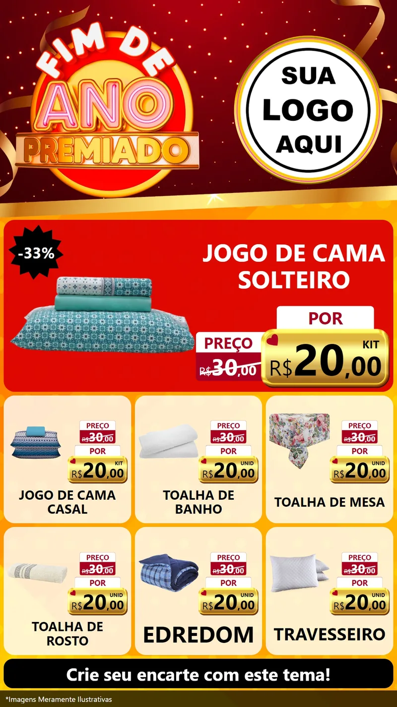 Modelo de Rede Social para Stories com o tema Fim de Ano Premiado para Cama, Mesa e Banho