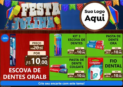 Modelo de Encarte para Encarte A4 Horizontal com o tema Festa Julina para Higiene Pessoal